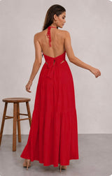 Robe Dos Nu Longue Plissée | Robe de Plage Halterneck Femme