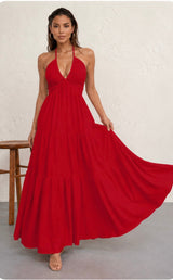 Robe Dos Nu Longue Plissée | Robe de Plage Halterneck Femme