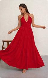 Robe Dos Nu Longue Plissée | Robe de Plage Halterneck Femme