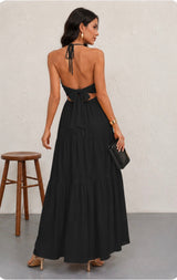 Robe Dos Nu Longue Plissée | Robe de Plage Halterneck Femme