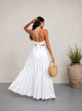 Robe Dos Nu Longue Plissée | Robe de Plage Halterneck Femme