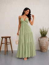 Robe Dos Nu Longue Plissée | Robe de Plage Halterneck Femme