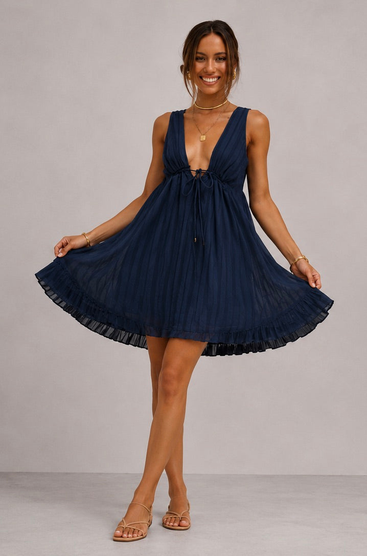 Le Jupon Romantique — Robe longue bleu foncé inspirée de la Méditerranée | Azura